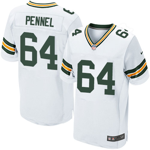 Men's Elite Mike Pennel Nike Jersey White Road - #64 NFL Green Bay Packers